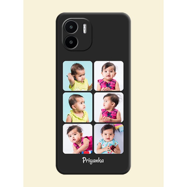Floral Art with 6 Image Holder on Photo on Space Black Soft Matte Mobile Case - Xiaomi Redmi A2 Floral Art with 6 Image Holder on Photo on Space Black Soft Matte Mobile Case - Xiaomi Redmi A2