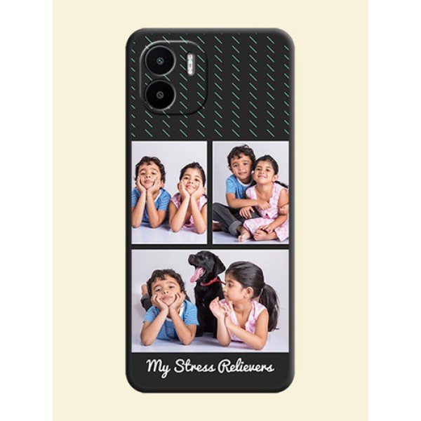 Cross Dotted Pattern with 2 Image Holder on Personalised Space Black Soft Matte Cases - Xiaomi Redmi A2 Cross Dotted Pattern with 2 Image Holder on Personalised Space Black Soft Matte Cases - Xiaomi Redmi A2
