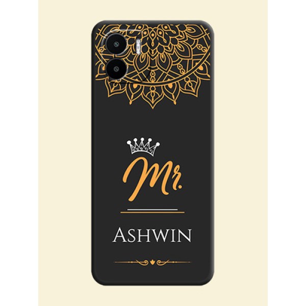 Mr Name with Floral Design  on Personalised Space Black Soft Matte Cases - Xiaomi Redmi A2