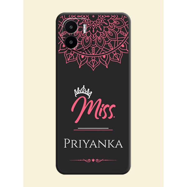 Mrs Name with Floral Design on Space Black Personalized Soft Matte Phone Covers - Xiaomi Redmi A2 Mrs Name with Floral Design on Space Black Personalized Soft Matte Phone Covers - Xiaomi Redmi A2