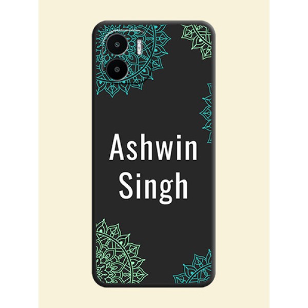 Your Name with Floral Design on Space Black Custom Soft Matte Back Cover - Xiaomi Redmi A2 Your Name with Floral Design on Space Black Custom Soft Matte Back Cover - Xiaomi Redmi A2