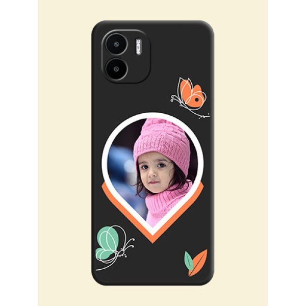 Upload Pic With Simple Butterly Design On Space Black Personalized Soft Matte Phone Covers -Xiaomi Redmi A2 Upload Pic With Simple Butterly Design On Space Black Personalized Soft Matte Phone Covers -Xiaomi Redmi A2