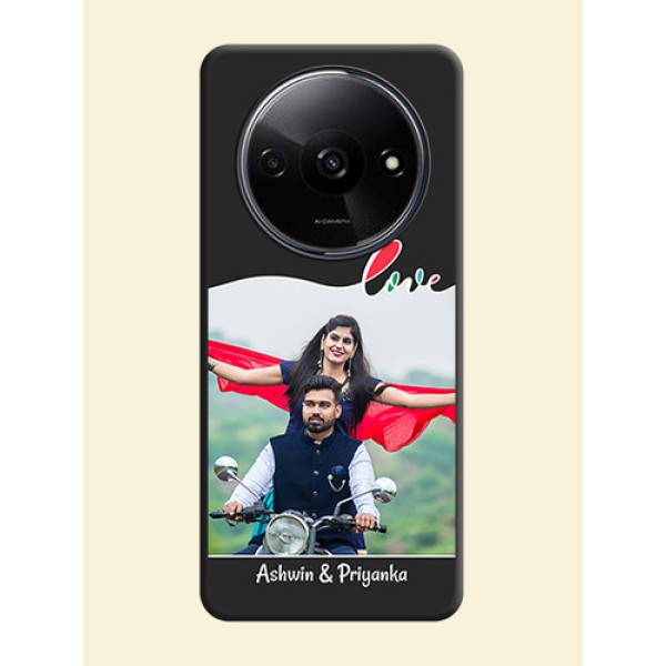 Fall in Love Pattern with Picture - Photo on Space Black Soft Matte Mobile Case - Redmi A3 Fall in Love Pattern with Picture - Photo on Space Black Soft Matte Mobile Case - Redmi A3
