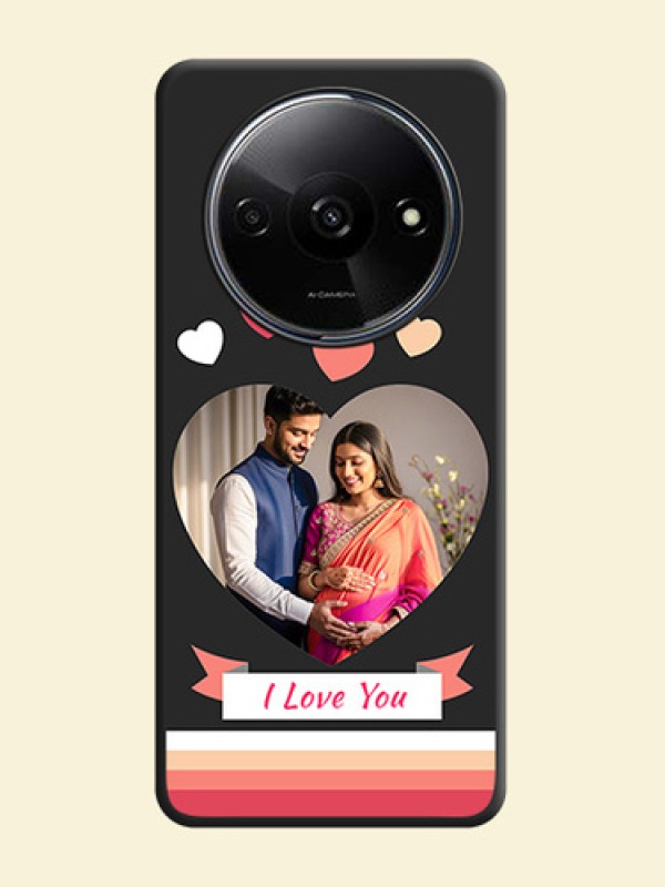 Love Shaped Photo with Colorful Stripes on Personalised Space Black Soft Matte Cases - Redmi A3