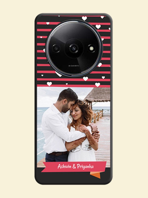 White Color Love Symbols with Pink Lines Pattern on Space Black Custom Soft Matte Phone Cases - Redmi A3
