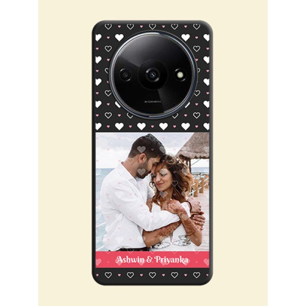 White Color Love Symbols with Text Design - Photo on Space Black Soft Matte Phone Cover - Redmi A3 White Color Love Symbols with Text Design - Photo on Space Black Soft Matte Phone Cover - Redmi A3