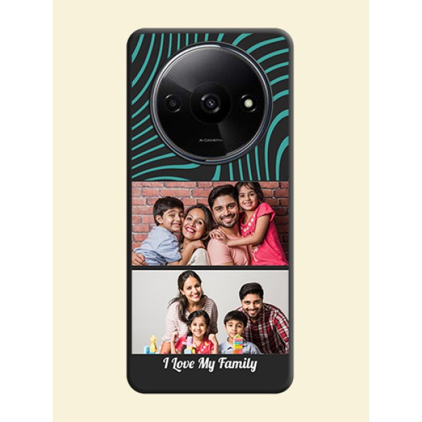 Wave Pattern with 2 Image Holder on Space Black Personalized Soft Matte Phone Covers - Redmi A3 Wave Pattern with 2 Image Holder on Space Black Personalized Soft Matte Phone Covers - Redmi A3