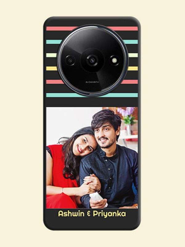 Color Stripes with Photo and Text - Photo on Space Black Soft Matte Mobile Case - Redmi A3