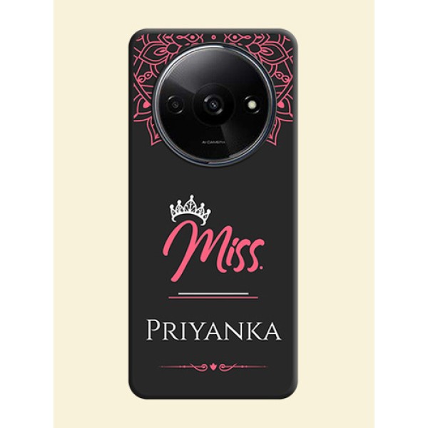 Mrs Name with Floral Design on Space Black Personalized Soft Matte Phone Covers - Redmi A3 Mrs Name with Floral Design on Space Black Personalized Soft Matte Phone Covers - Redmi A3
