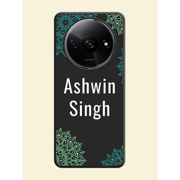 Your Name with Floral Design on Space Black Custom Soft Matte Back Cover - Redmi A3 Your Name with Floral Design on Space Black Custom Soft Matte Back Cover - Redmi A3