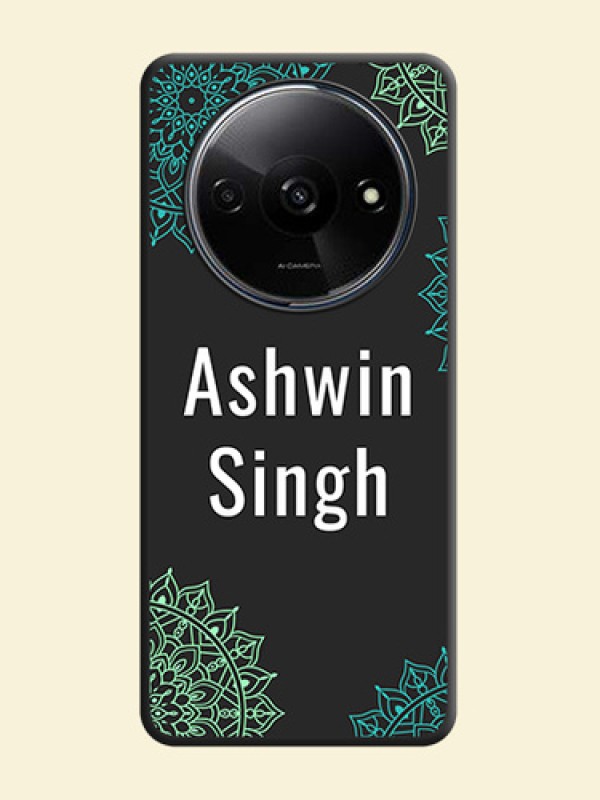 Your Name with Floral Design on Space Black Custom Soft Matte Back Cover - Redmi A3