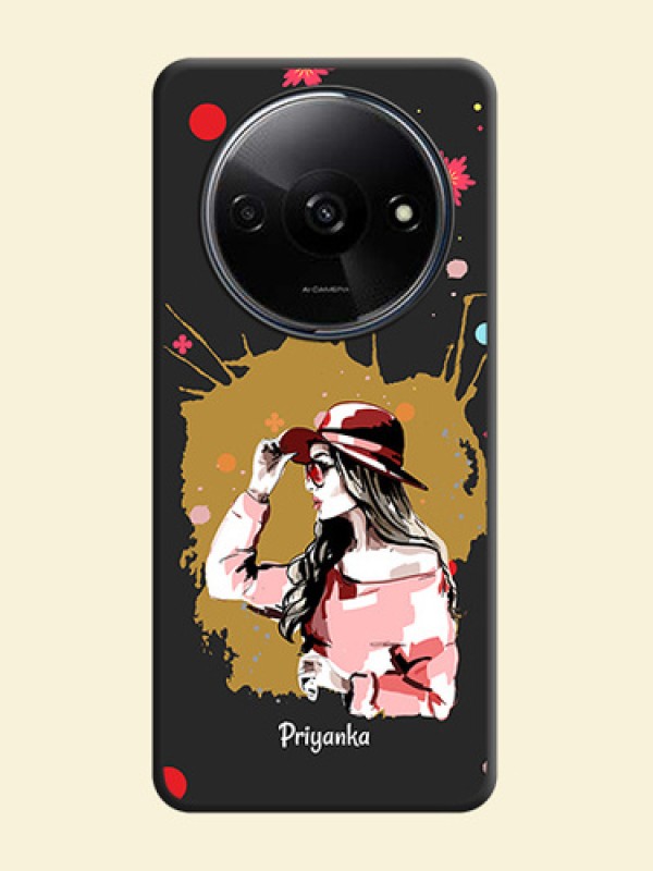 Mordern Lady With Color Splash Background With Custom Text On Space Black Personalized Soft Matte Phone Covers - Redmi A3