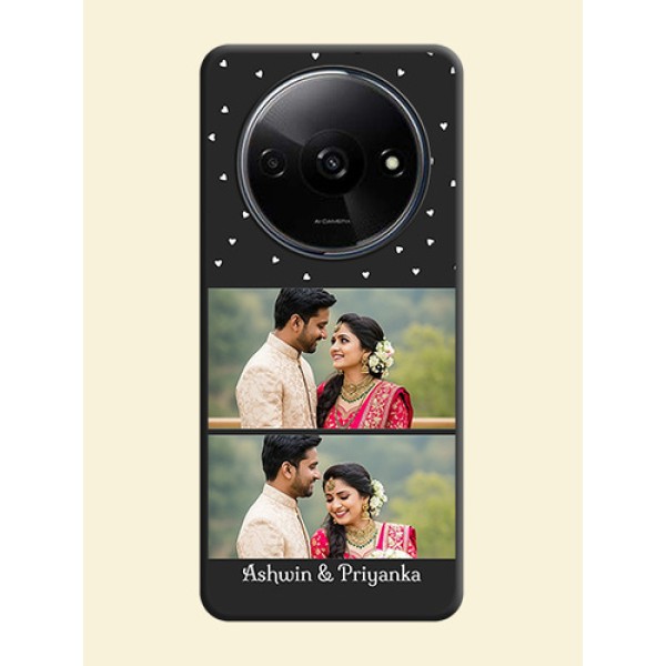 Miniature Love Symbols with Name On Space Black Custom Soft Matte Mobile Back Cover - Redmi A3X Miniature Love Symbols with Name On Space Black Custom Soft Matte Mobile Back Cover - Redmi A3X