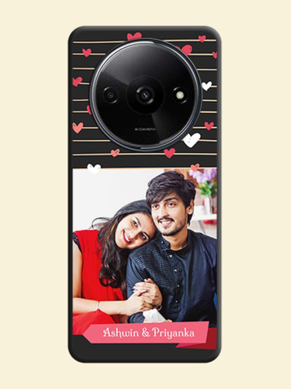 Love Pattern with Name on Pink Ribbon on Photo On Space Black Custom Soft Matte Mobile Back Cover - Redmi A3X