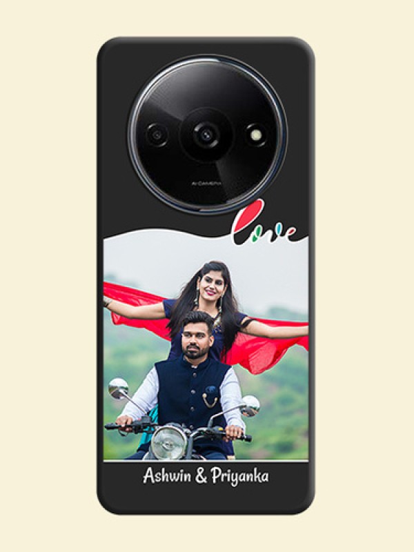 Fall in Love Pattern with Picture on Photo On Space Black Custom Soft Matte Mobile Back Cover - Redmi A3X