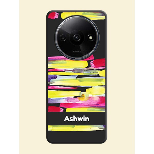 Brush Coloured On Space Black Custom Soft Matte Mobile Back Cover - Redmi A3X Brush Coloured On Space Black Custom Soft Matte Mobile Back Cover - Redmi A3X