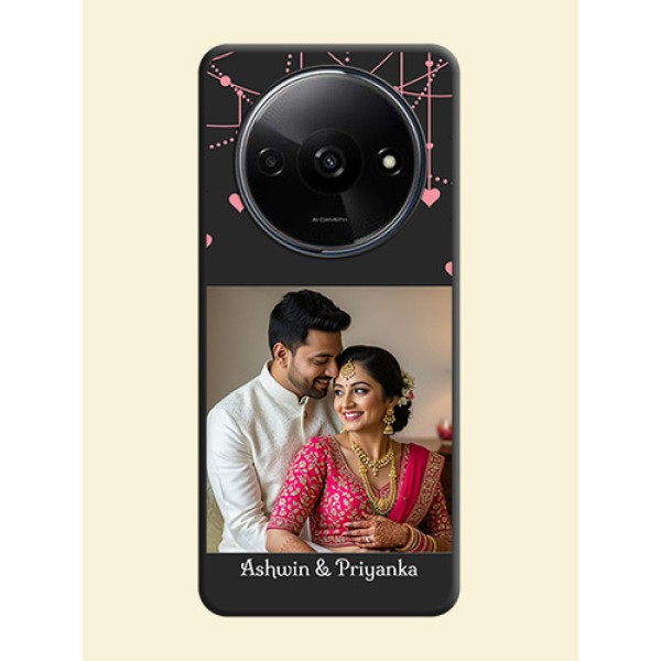 Pink Love Hangings with Text On Space Black Custom Soft Matte Mobile Back Cover - Redmi A3X Pink Love Hangings with Text On Space Black Custom Soft Matte Mobile Back Cover - Redmi A3X