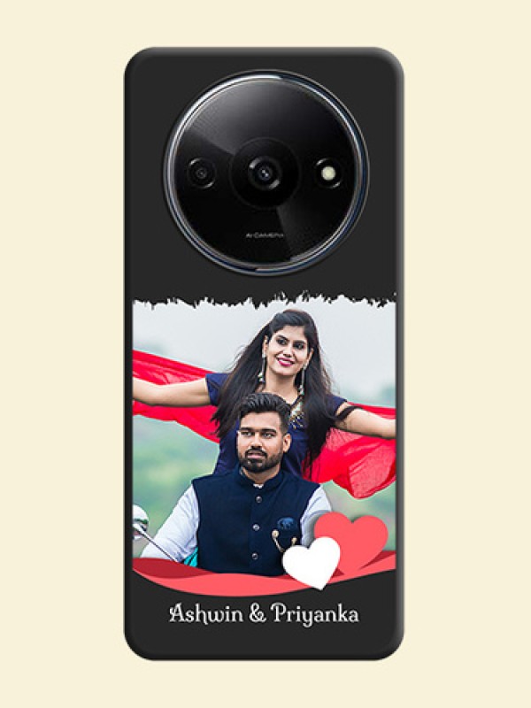 Pin Color Love Shaped Ribbon Design with Text On Space Black Custom Soft Matte Mobile Back Cover - Redmi A3X