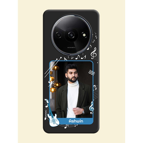 Musical Theme Design with Text on Photo On Space Black Custom Soft Matte Mobile Back Cover - Redmi A3X Musical Theme Design with Text on Photo On Space Black Custom Soft Matte Mobile Back Cover - Redmi A3X