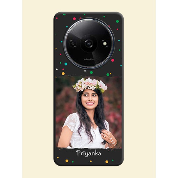 Multicolor Dotted Pattern with Text On Space Black Custom Soft Matte Mobile Back Cover - Redmi A3X Multicolor Dotted Pattern with Text On Space Black Custom Soft Matte Mobile Back Cover - Redmi A3X