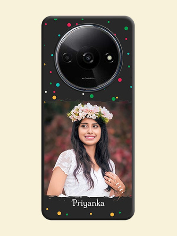 Multicolor Dotted Pattern with Text On Space Black Custom Soft Matte Mobile Back Cover - Redmi A3X