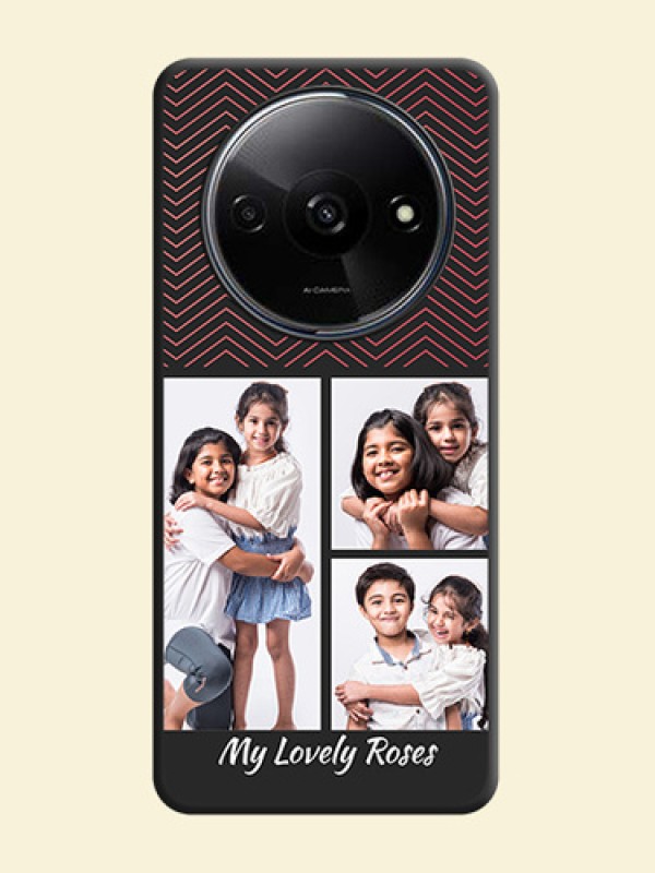 Wave Pattern with 3 Image Holder On Space Black Custom Soft Matte Mobile Back Cover - Redmi A3X
