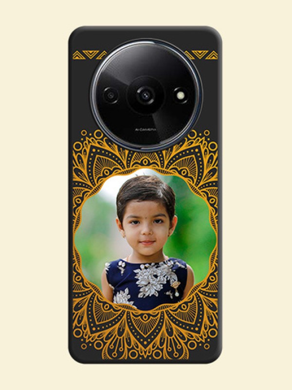 Round Image with Floral Design On Space Black Custom Soft Matte Mobile Back Cover - Redmi A3X