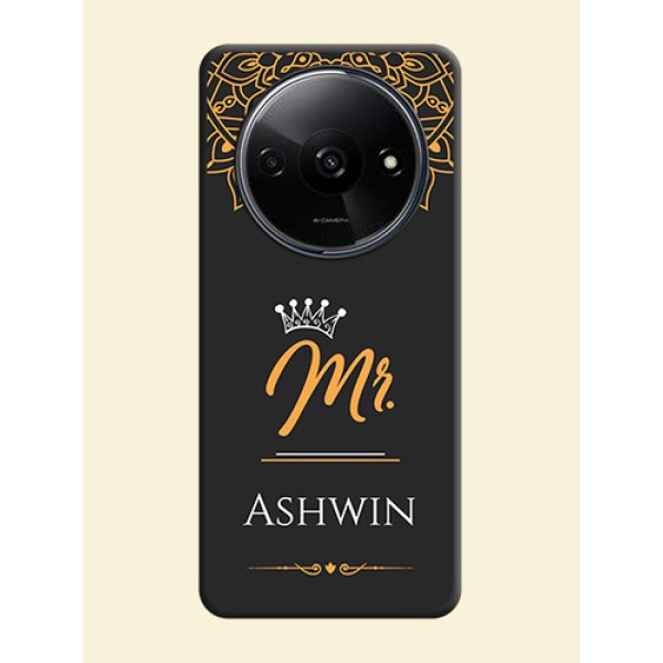 Mr Name with Floral Design On Space Black Custom Soft Matte Mobile Back Cover - Redmi A3X Mr Name with Floral Design On Space Black Custom Soft Matte Mobile Back Cover - Redmi A3X