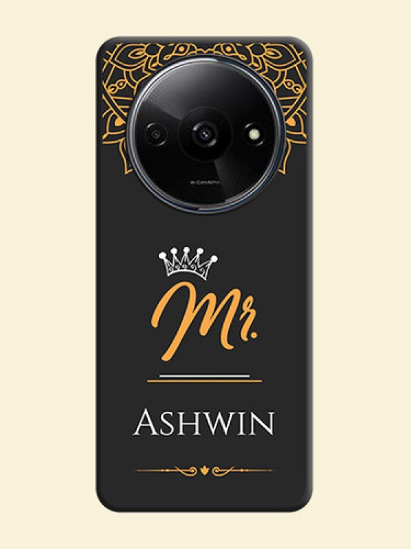 Mr Name with Floral Design On Space Black Custom Soft Matte Mobile Back Cover - Redmi A3X