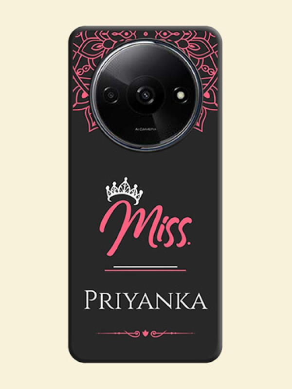 Mrs Name with Floral Design On Space Black Custom Soft Matte Mobile Back Cover - Redmi A3X