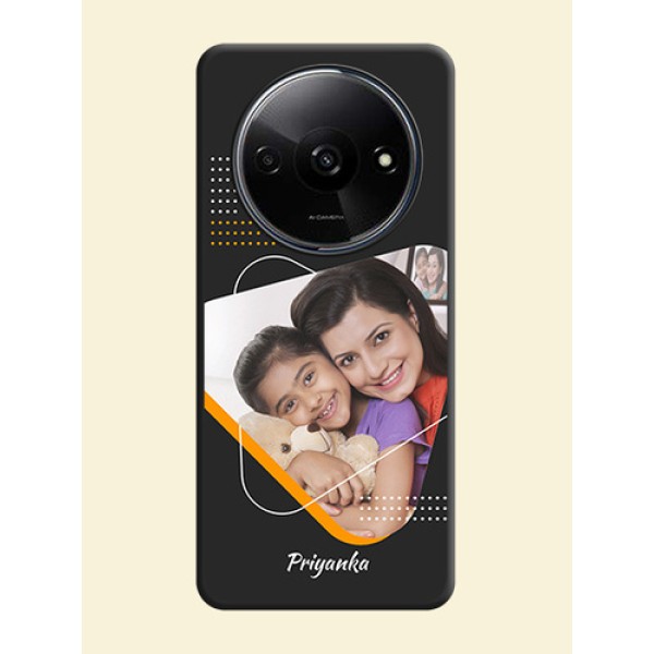 Yellow Triangle on Photo On Space Black Custom Soft Matte Mobile Back Cover - Redmi A3X Yellow Triangle on Photo On Space Black Custom Soft Matte Mobile Back Cover - Redmi A3X