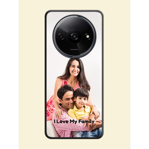 Full Single Pic Upload With Text On Space Black Custom Soft Matte Mobile Back Cover - Redmi A3X Full Single Pic Upload With Text On Space Black Custom Soft Matte Mobile Back Cover - Redmi A3X