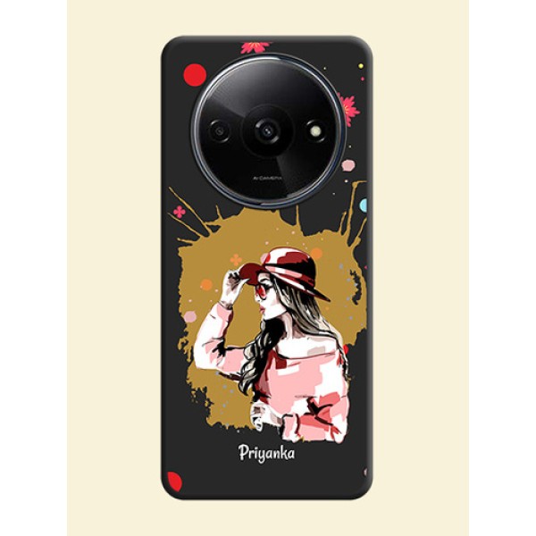 Mordern Lady With Color Splash Background With Custom Text On Space Black Custom Soft Matte Mobile Back Cover - Redmi A3X