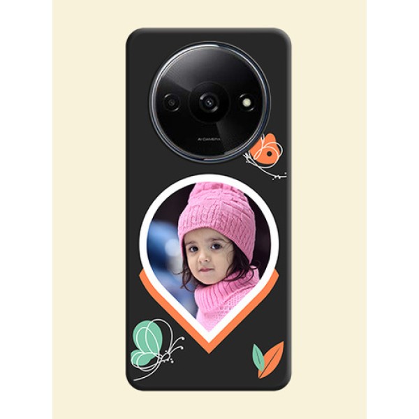 Upload Pic With Simple Butterly Design On Space Black Custom Soft Matte Mobile Back Cover - Redmi A3X Upload Pic With Simple Butterly Design On Space Black Custom Soft Matte Mobile Back Cover - Redmi A3X