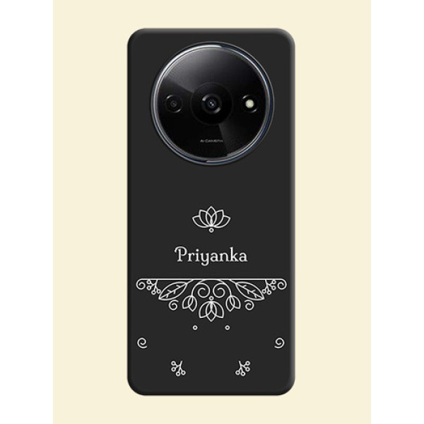 Lotus Garden Custom Text On Space Black Custom Soft Matte Mobile Back Cover - Redmi A3X Lotus Garden Custom Text On Space Black Custom Soft Matte Mobile Back Cover - Redmi A3X