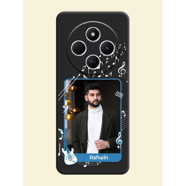 Musical Theme Design with Text on Photo On Space Black Custom Soft Matte Mobile Back Cover - Xiaomi Redmi A4 5G