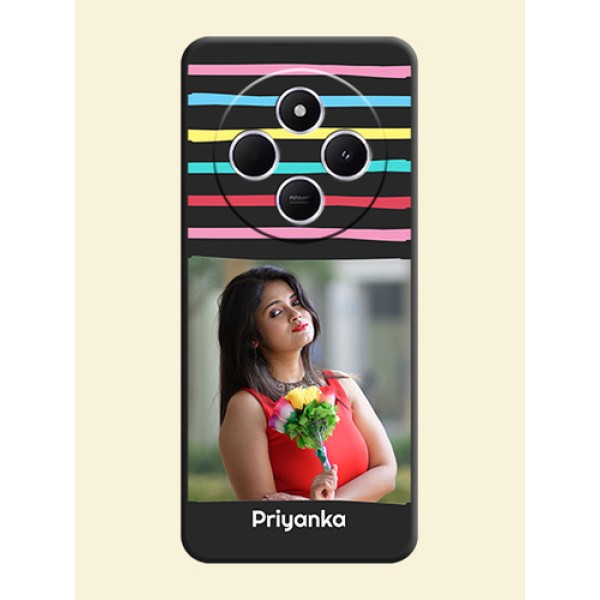 Multicolor Lines with Image On Space Black Custom Soft Matte Mobile Back Cover - Xiaomi Redmi A4 5G Multicolor Lines with Image On Space Black Custom Soft Matte Mobile Back Cover - Xiaomi Redmi A4 5G