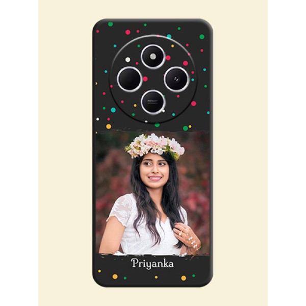 Multicolor Dotted Pattern with Text On Space Black Custom Soft Matte Mobile Back Cover - Xiaomi Redmi A4 5G Multicolor Dotted Pattern with Text On Space Black Custom Soft Matte Mobile Back Cover - Xiaomi Redmi A4 5G