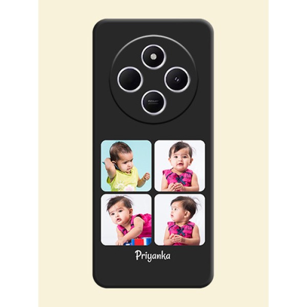 Floral Art with 6 Image Holder on Photo On Space Black Custom Soft Matte Mobile Back Cover - Xiaomi Redmi A4 5G Floral Art with 6 Image Holder on Photo On Space Black Custom Soft Matte Mobile Back Cover - Xiaomi Redmi A4 5G