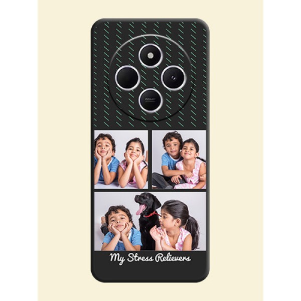 Cross Dotted Pattern with 2 Image Holder On Space Black Custom Soft Matte Mobile Back Cover - Xiaomi Redmi A4 5G Cross Dotted Pattern with 2 Image Holder On Space Black Custom Soft Matte Mobile Back Cover - Xiaomi Redmi A4 5G