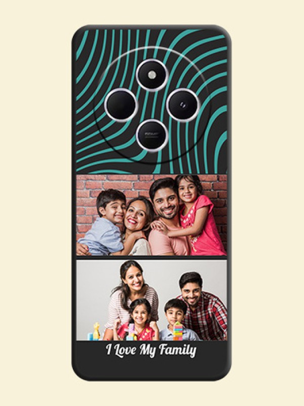 Wave Pattern with 2 Image Holder On Space Black Custom Soft Matte Mobile Back Cover - Xiaomi Redmi A4 5G