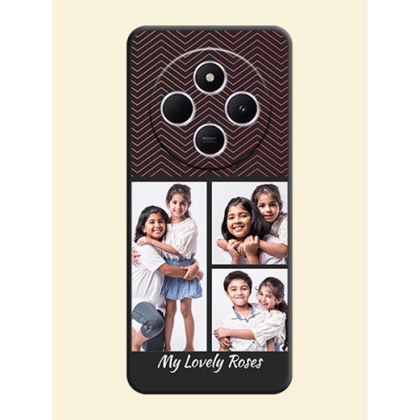 Wave Pattern with 3 Image Holder On Space Black Custom Soft Matte Mobile Back Cover - Xiaomi Redmi A4 5G Wave Pattern with 3 Image Holder On Space Black Custom Soft Matte Mobile Back Cover - Xiaomi Redmi A4 5G