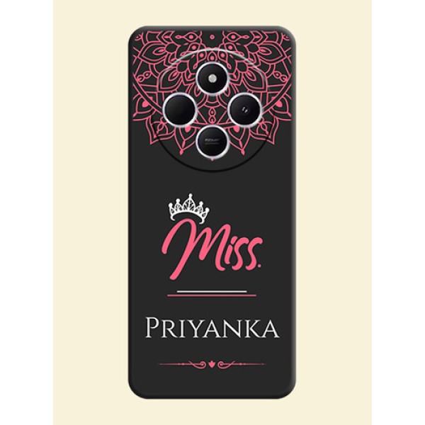 Mrs Name with Floral Design On Space Black Custom Soft Matte Mobile Back Cover - Xiaomi Redmi A4 5G Mrs Name with Floral Design On Space Black Custom Soft Matte Mobile Back Cover - Xiaomi Redmi A4 5G