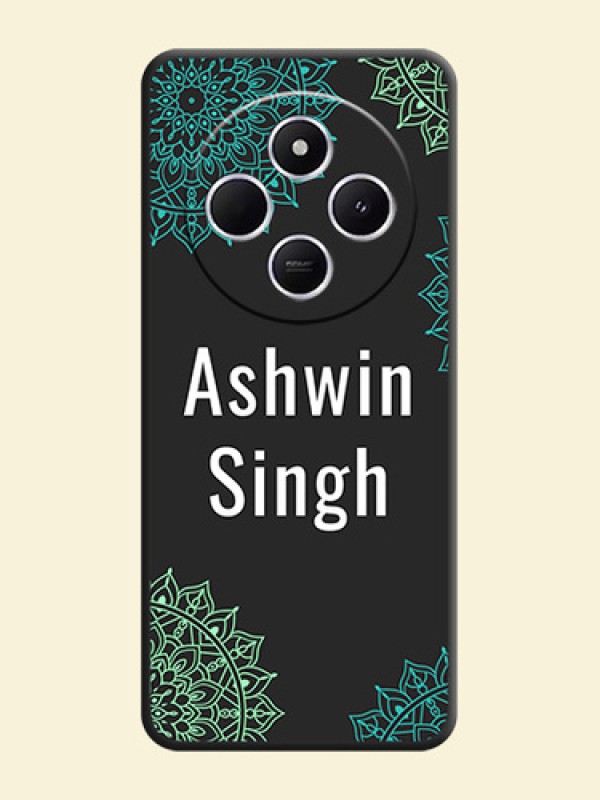 Your Name with Floral Design On Space Black Custom Soft Matte Mobile Back Cover - Xiaomi Redmi A4 5G