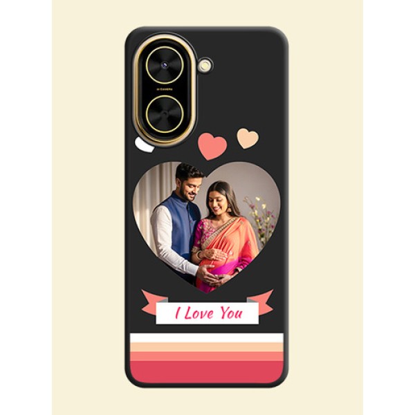 Love Shaped Photo with Colorful Stripes On Space Black Custom Soft Matte Mobile Back Cover - Xiaomi Redmi A5 Love Shaped Photo with Colorful Stripes On Space Black Custom Soft Matte Mobile Back Cover - Xiaomi Redmi A5