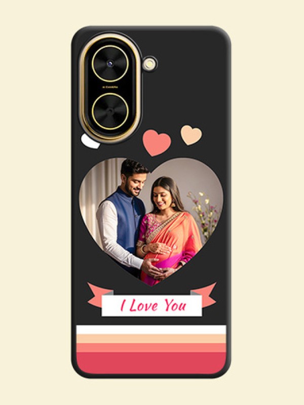 Love Shaped Photo with Colorful Stripes On Space Black Custom Soft Matte Mobile Back Cover - Xiaomi Redmi A5