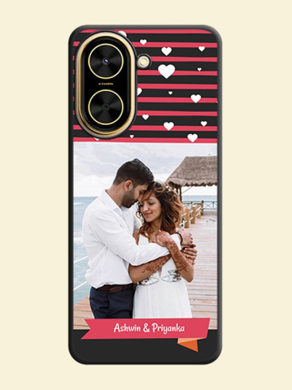 White Color Love Symbols with Pink Lines Pattern On Space Black Custom Soft Matte Mobile Back Cover - Xiaomi Redmi A5