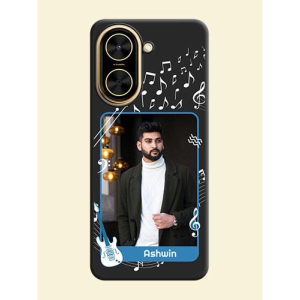Musical Theme Design with Text on Photo On Space Black Custom Soft Matte Mobile Back Cover - Xiaomi Redmi A5