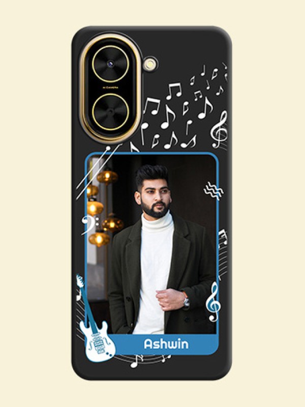 Musical Theme Design with Text on Photo On Space Black Custom Soft Matte Mobile Back Cover - Xiaomi Redmi A5