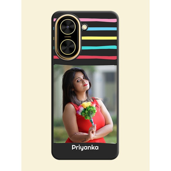 Multicolor Lines with Image On Space Black Custom Soft Matte Mobile Back Cover - Xiaomi Redmi A5 Multicolor Lines with Image On Space Black Custom Soft Matte Mobile Back Cover - Xiaomi Redmi A5
